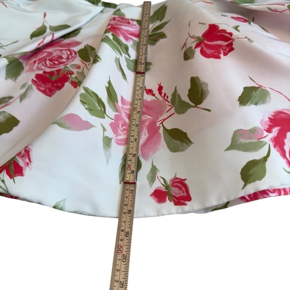 Sherri Hill 50563 Pink Rose Floral Fit Flare Skirt White Designer Size 0 Bridal - Picture 8 of 16